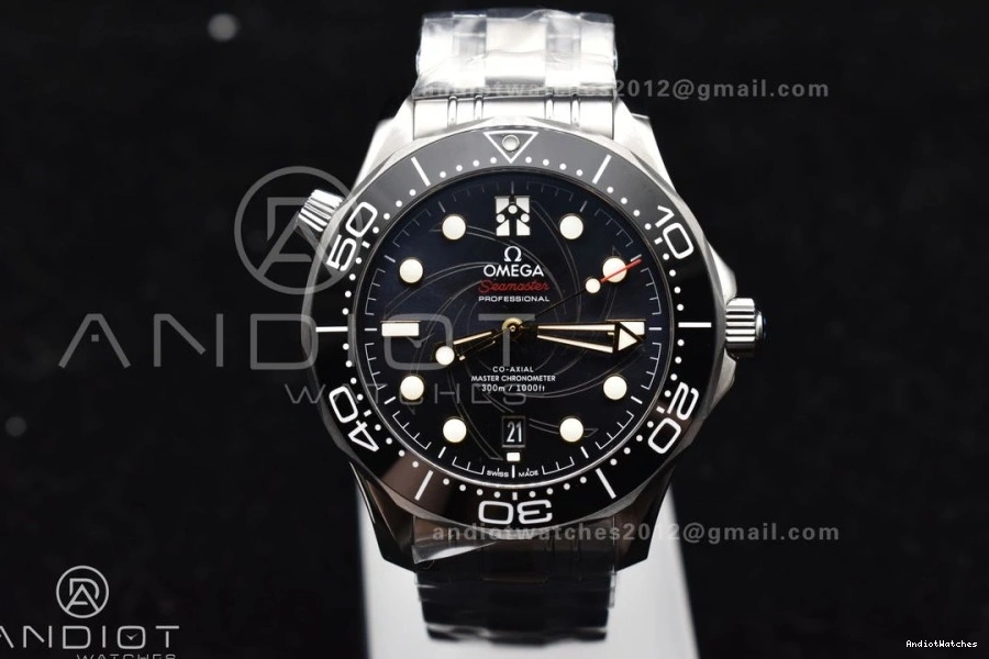 Black A SS VSF Seamaster 300M Bracelet Ceramic Dial On James Black 1:1 Best Bond Diver Supportive Edition 007 1094 1221